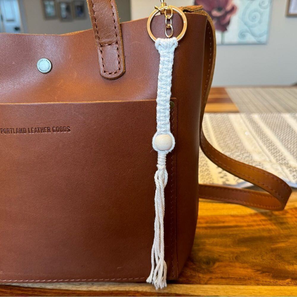 Macrame Key Chain Neutral Key Chain for Portland Leather Crossbody Accessory